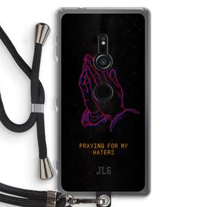 CaseCompany Praying For My Haters: Sony Xperia XZ2 Transparant Hoesje met koord