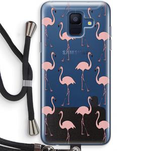 CaseCompany Anything Flamingoes: Samsung Galaxy A6 (2018) Transparant Hoesje met koord