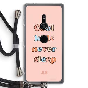 CaseCompany Cool Kids Never Sleep: Sony Xperia XZ2 Transparant Hoesje met koord