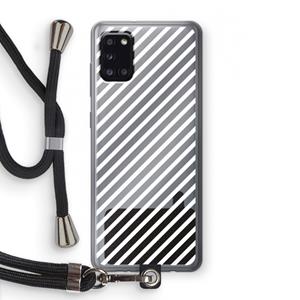 CaseCompany Strepen zwart-wit: Samsung Galaxy A31 Transparant Hoesje met koord