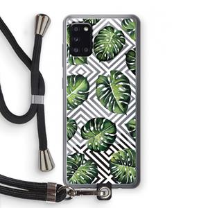 CaseCompany Geometrische jungle: Samsung Galaxy A31 Transparant Hoesje met koord