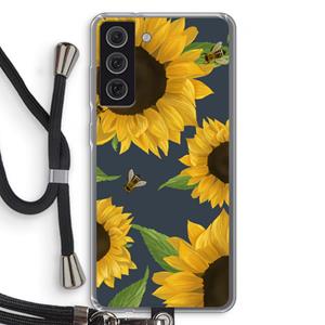 CaseCompany Sunflower and bees: Samsung Galaxy S21 FE Transparant Hoesje met koord