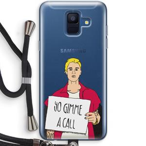 CaseCompany Gimme a call: Samsung Galaxy A6 (2018) Transparant Hoesje met koord