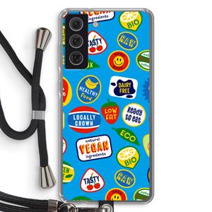 CaseCompany Fruitsticker: Samsung Galaxy S21 FE Transparant Hoesje met koord