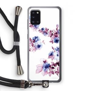 CaseCompany Waterverf bloemen: Samsung Galaxy A31 Transparant Hoesje met koord