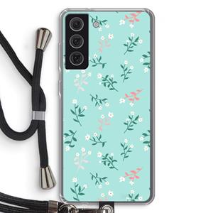 CaseCompany Small white flowers: Samsung Galaxy S21 FE Transparant Hoesje met koord