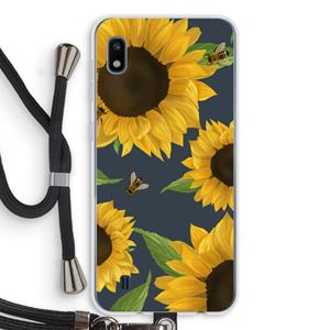 CaseCompany Sunflower and bees: Samsung Galaxy A10 Transparant Hoesje met koord