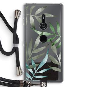 CaseCompany Tropical watercolor leaves: Sony Xperia XZ2 Transparant Hoesje met koord