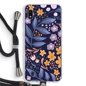 CaseCompany Flowers with blue leaves: Samsung Galaxy A10 Transparant Hoesje met koord