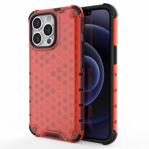 Lunso Honinggraat Armor Backcover hoes - iPhone 13 Pro - Rood