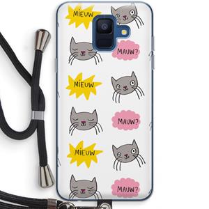 CaseCompany Meow: Samsung Galaxy A6 (2018) Transparant Hoesje met koord