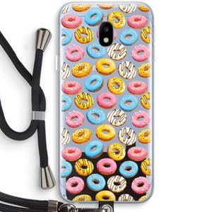 CaseCompany Pink donuts: Samsung Galaxy J3 (2017) Transparant Hoesje met koord