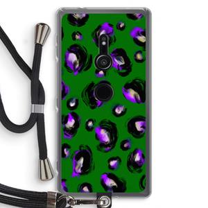 CaseCompany Green Cheetah: Sony Xperia XZ2 Transparant Hoesje met koord