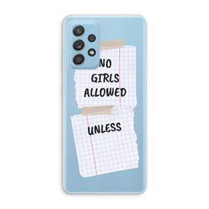 CaseCompany No Girls Allowed Unless: Samsung Galaxy A73 Transparant Hoesje