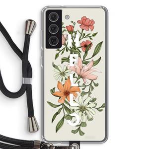 CaseCompany Hello bloemen: Samsung Galaxy S21 FE Transparant Hoesje met koord