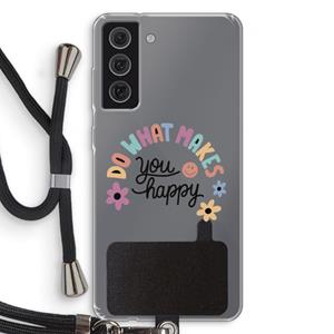 CaseCompany Happy days: Samsung Galaxy S21 FE Transparant Hoesje met koord