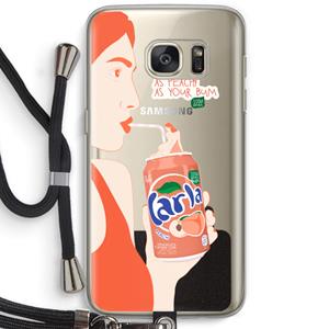 CaseCompany Peach please!: Samsung Galaxy S7 Transparant Hoesje met koord