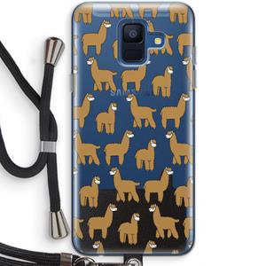 CaseCompany Alpacas: Samsung Galaxy A6 (2018) Transparant Hoesje met koord
