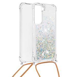 Lunso Backcover hoes met koord - Samsung Galaxy S22 - Glitter Goud Zilver