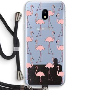CaseCompany Anything Flamingoes: Samsung Galaxy J3 (2017) Transparant Hoesje met koord