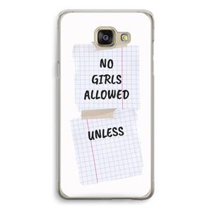 CaseCompany No Girls Allowed Unless: Samsung Galaxy A5 (2016) Transparant Hoesje
