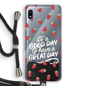 CaseCompany Don't forget to have a great day: Samsung Galaxy A10 Transparant Hoesje met koord