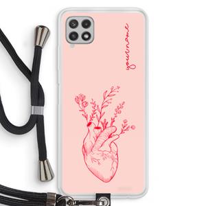 CaseCompany Blooming Heart: Samsung Galaxy A22 4G Transparant Hoesje met koord