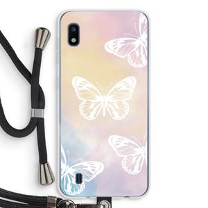 CaseCompany White butterfly: Samsung Galaxy A10 Transparant Hoesje met koord