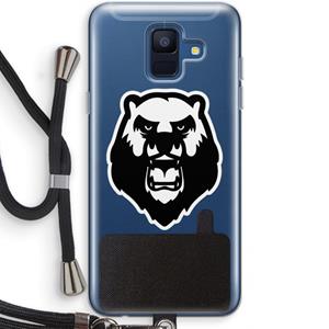 CaseCompany Angry Bear (white): Samsung Galaxy A6 (2018) Transparant Hoesje met koord