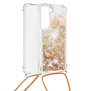 Lunso Backcover hoes met koord - Samsung Galaxy S22 - Glitter Goud