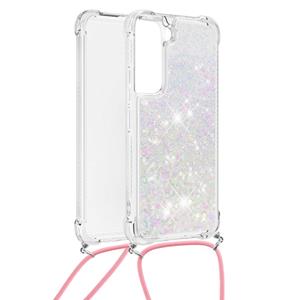 Lunso Backcover hoes met koord - Samsung Galaxy S22 Plus - Glitter Zilver