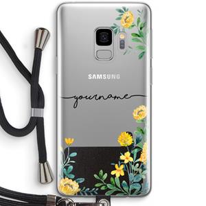 CaseCompany Gele bloemen: Samsung Galaxy S9 Transparant Hoesje met koord