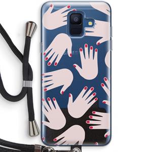 CaseCompany Hands pink: Samsung Galaxy A6 (2018) Transparant Hoesje met koord