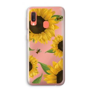 CaseCompany Sunflower and bees: Samsung Galaxy A20e Transparant Hoesje