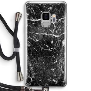 CaseCompany Zwart marmer: Samsung Galaxy S9 Transparant Hoesje met koord