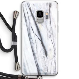 CaseCompany Gestreepte marmer: Samsung Galaxy S9 Transparant Hoesje met koord