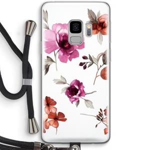 CaseCompany Geschilderde bloemen: Samsung Galaxy S9 Transparant Hoesje met koord