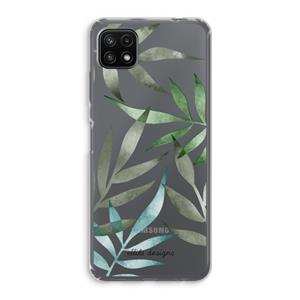 CaseCompany Tropical watercolor leaves: Samsung Galaxy A22 5G Transparant Hoesje