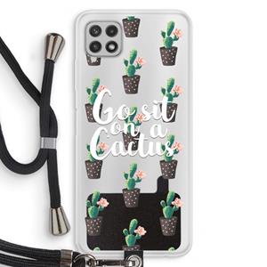 CaseCompany Cactus quote: Samsung Galaxy A22 4G Transparant Hoesje met koord