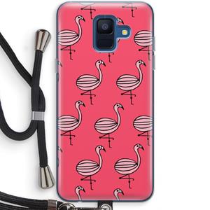 CaseCompany Flamingo: Samsung Galaxy A6 (2018) Transparant Hoesje met koord