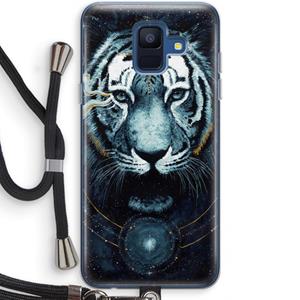 CaseCompany Darkness Tiger: Samsung Galaxy A6 (2018) Transparant Hoesje met koord