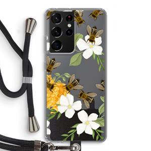 CaseCompany No flowers without bees: Samsung Galaxy S21 Ultra Transparant Hoesje met koord