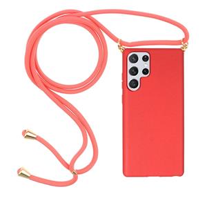 Lunso Backcover hoes met koord - Samsung Galaxy S22 Ultra - Rood