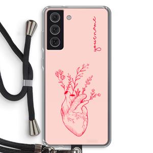 CaseCompany Blooming Heart: Samsung Galaxy S21 FE Transparant Hoesje met koord
