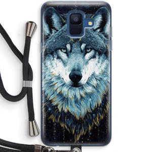 CaseCompany Darkness Wolf: Samsung Galaxy A6 (2018) Transparant Hoesje met koord