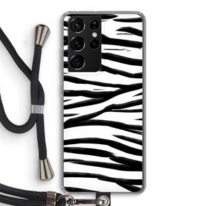 CaseCompany Zebra pattern: Samsung Galaxy S21 Ultra Transparant Hoesje met koord