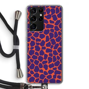 CaseCompany Purple Giraffe: Samsung Galaxy S21 Ultra Transparant Hoesje met koord