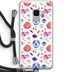 CaseCompany Bloemetjes: Samsung Galaxy S9 Transparant Hoesje met koord