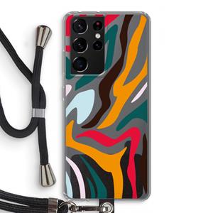 CaseCompany Colored Zebra: Samsung Galaxy S21 Ultra Transparant Hoesje met koord