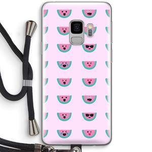 CaseCompany Smiley watermeloenprint: Samsung Galaxy S9 Transparant Hoesje met koord